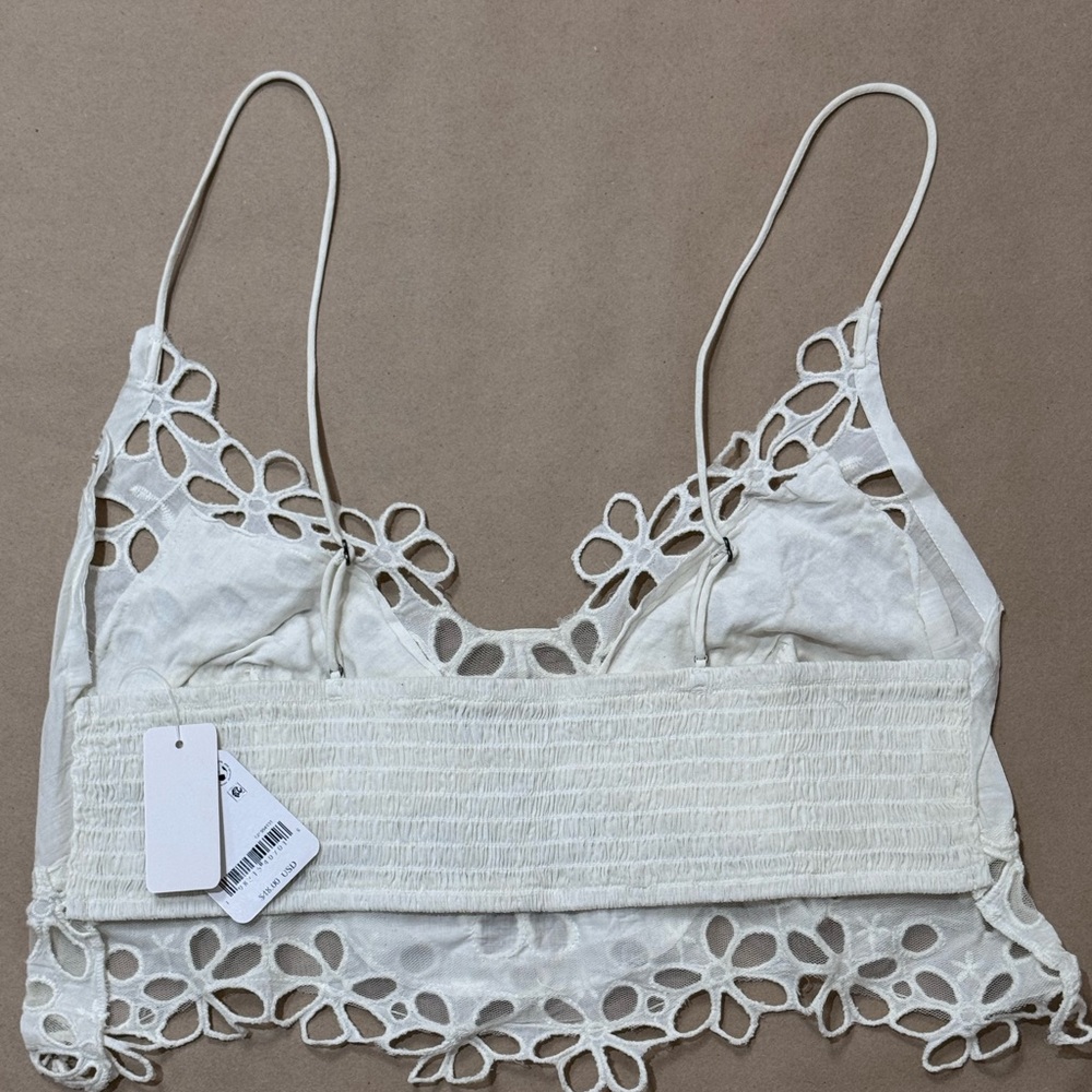 Free People Intimately Sz XL Asteria Lace Bralette Optic white Crop top Boho New - Picture 5 of 8